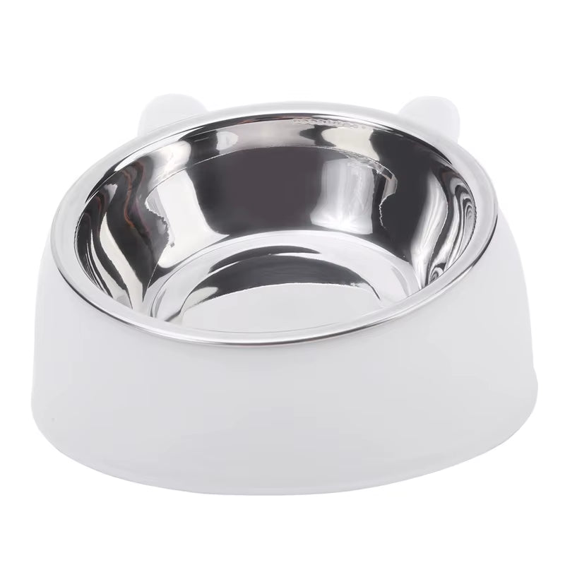 Stylish Stainless Steel Cat Bowl - Creative Inclined Design for Happy Feeding