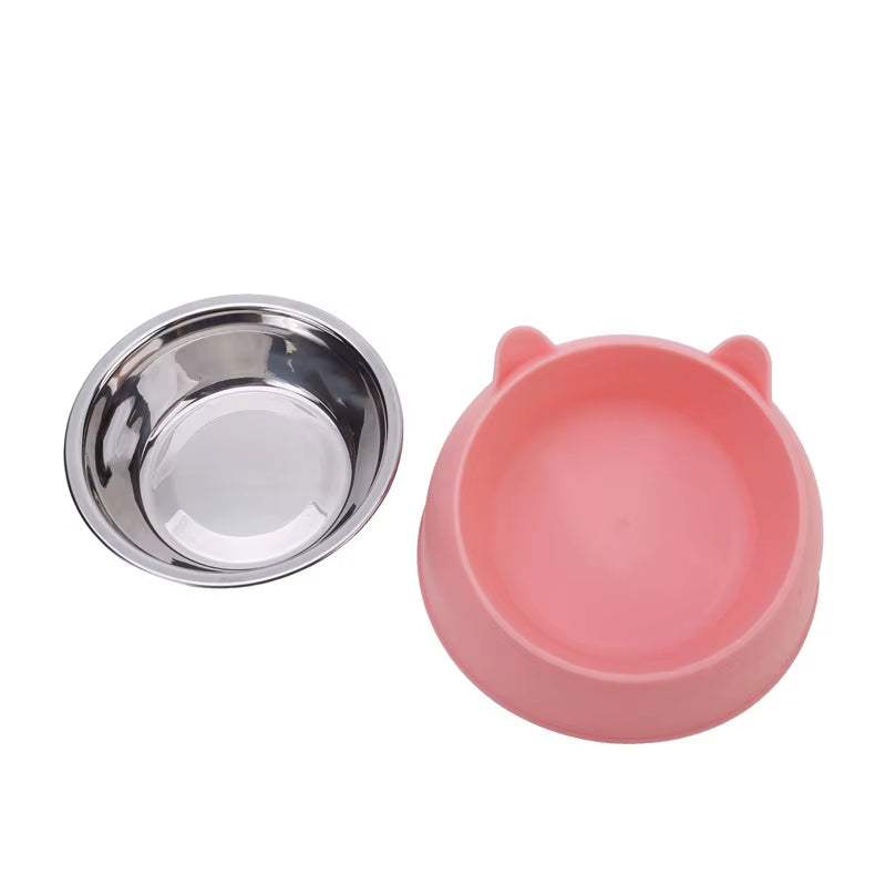 Stylish Stainless Steel Cat Bowl - Creative Inclined Design for Happy Feeding