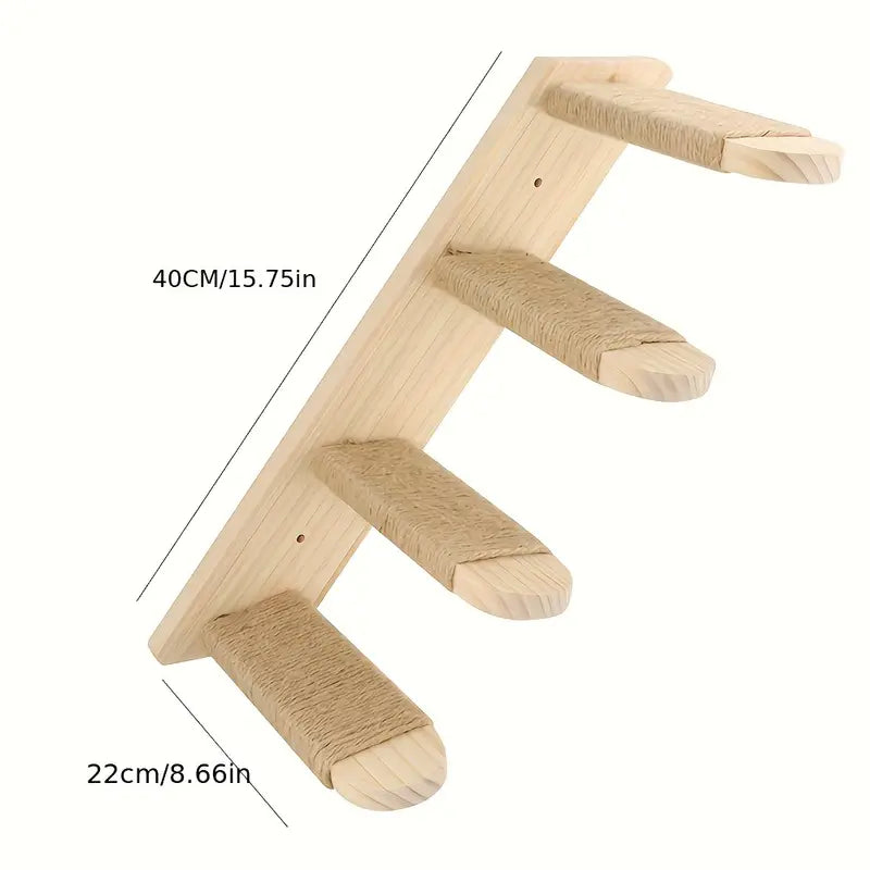 NNETM Paws & Play: Elevated Wooden Cat Climbing Shelf