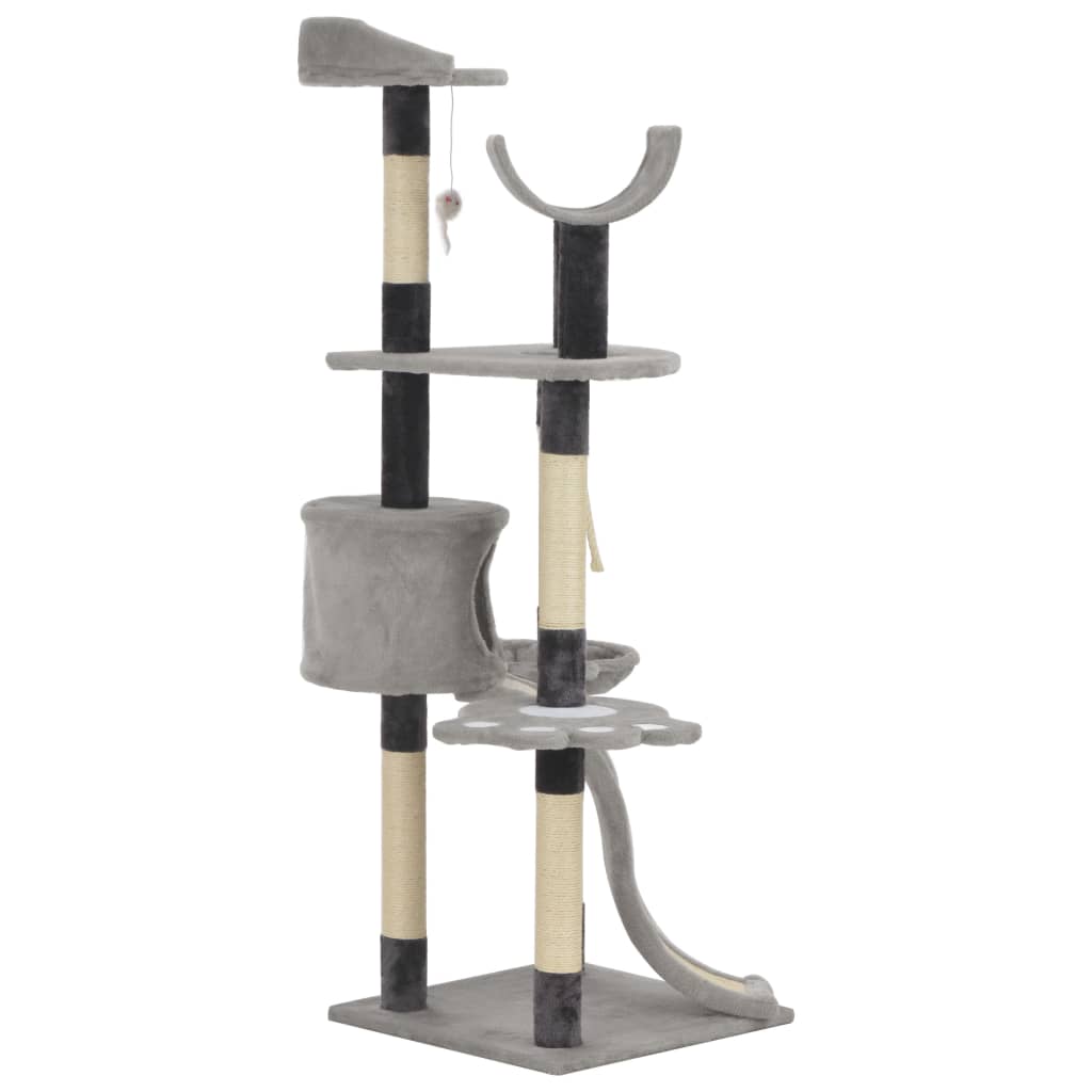 NNEVL Cat Tree with Sisal Scratching Posts Grey 145 cm