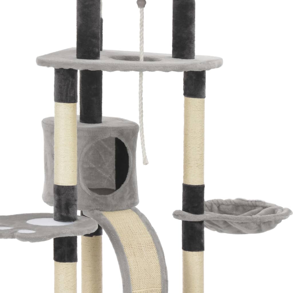 NNEVL Cat Tree with Sisal Scratching Posts Grey 145 cm
