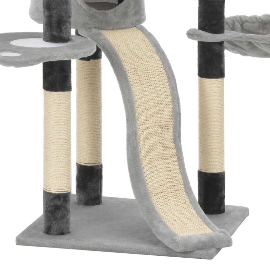 NNEVL Cat Tree with Sisal Scratching Posts Grey 145 cm