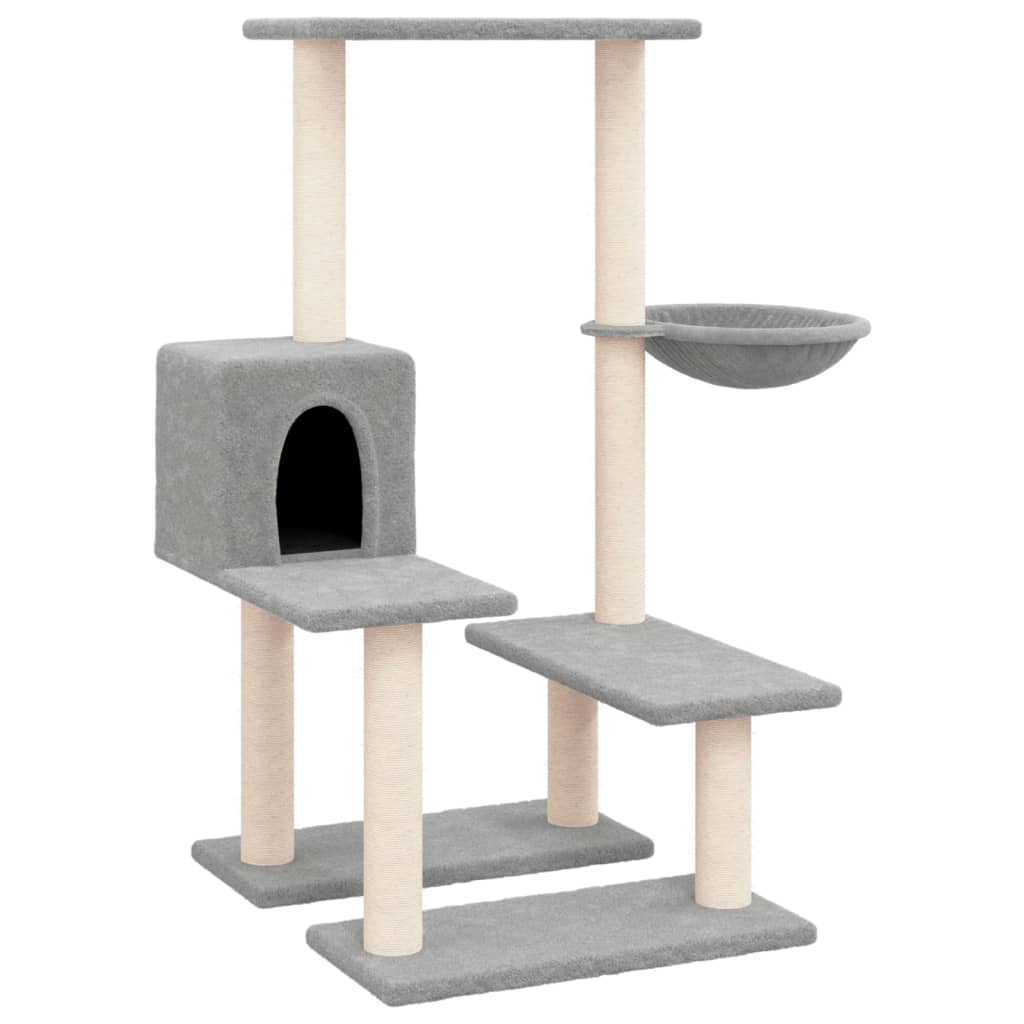 NNEVL Cat Tree with Sisal Scratching Posts Light Grey 94.5 cm
