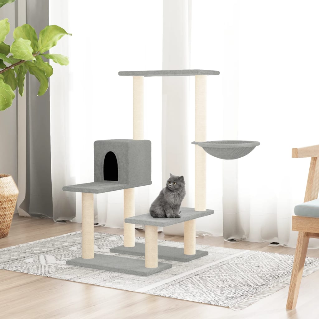 NNEVL Cat Tree with Sisal Scratching Posts Light Grey 94.5 cm