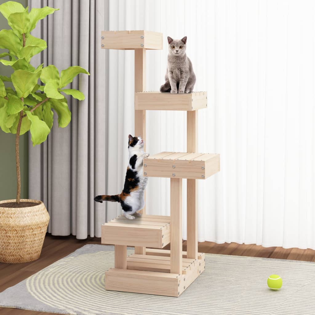 NNEVL Cat Tree 45.5x49x103 cm Solid Wood Pine