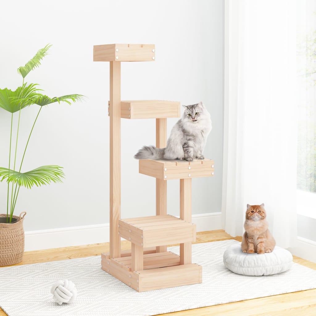NNEVL Cat Tree 45.5x49x103 cm Solid Wood Pine