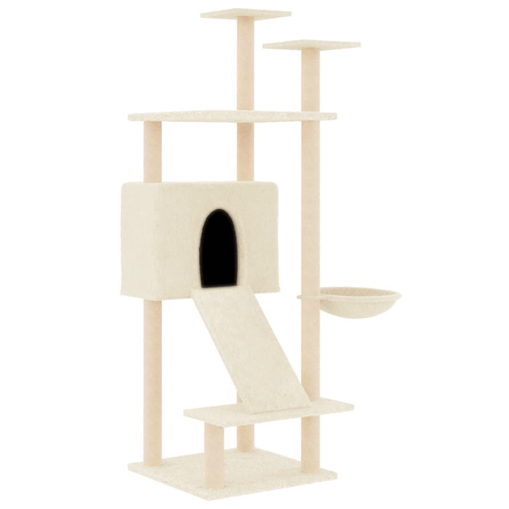 NNEVL Cat Tree with Sisal Scratching Posts Cream 153 cm