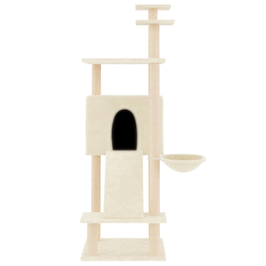 NNEVL Cat Tree with Sisal Scratching Posts Cream 153 cm
