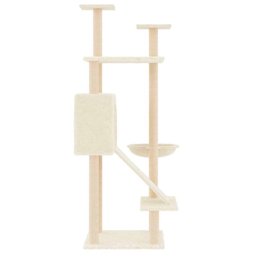 NNEVL Cat Tree with Sisal Scratching Posts Cream 153 cm