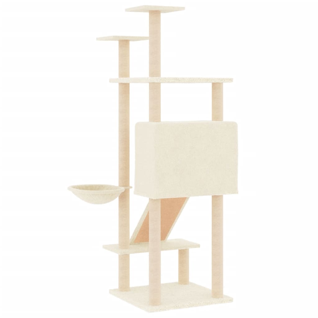 NNEVL Cat Tree with Sisal Scratching Posts Cream 153 cm