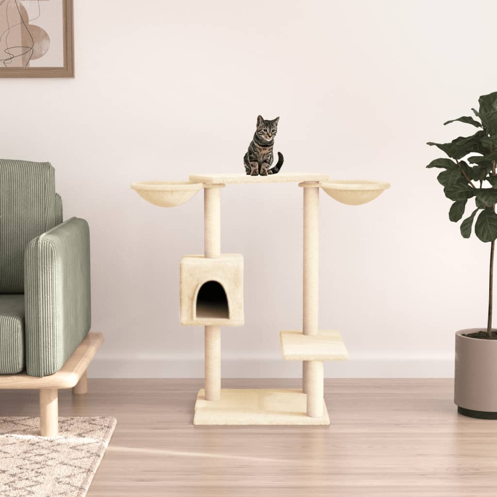 NNEVL Cat Tree with Scratching Posts Cream 82 cm