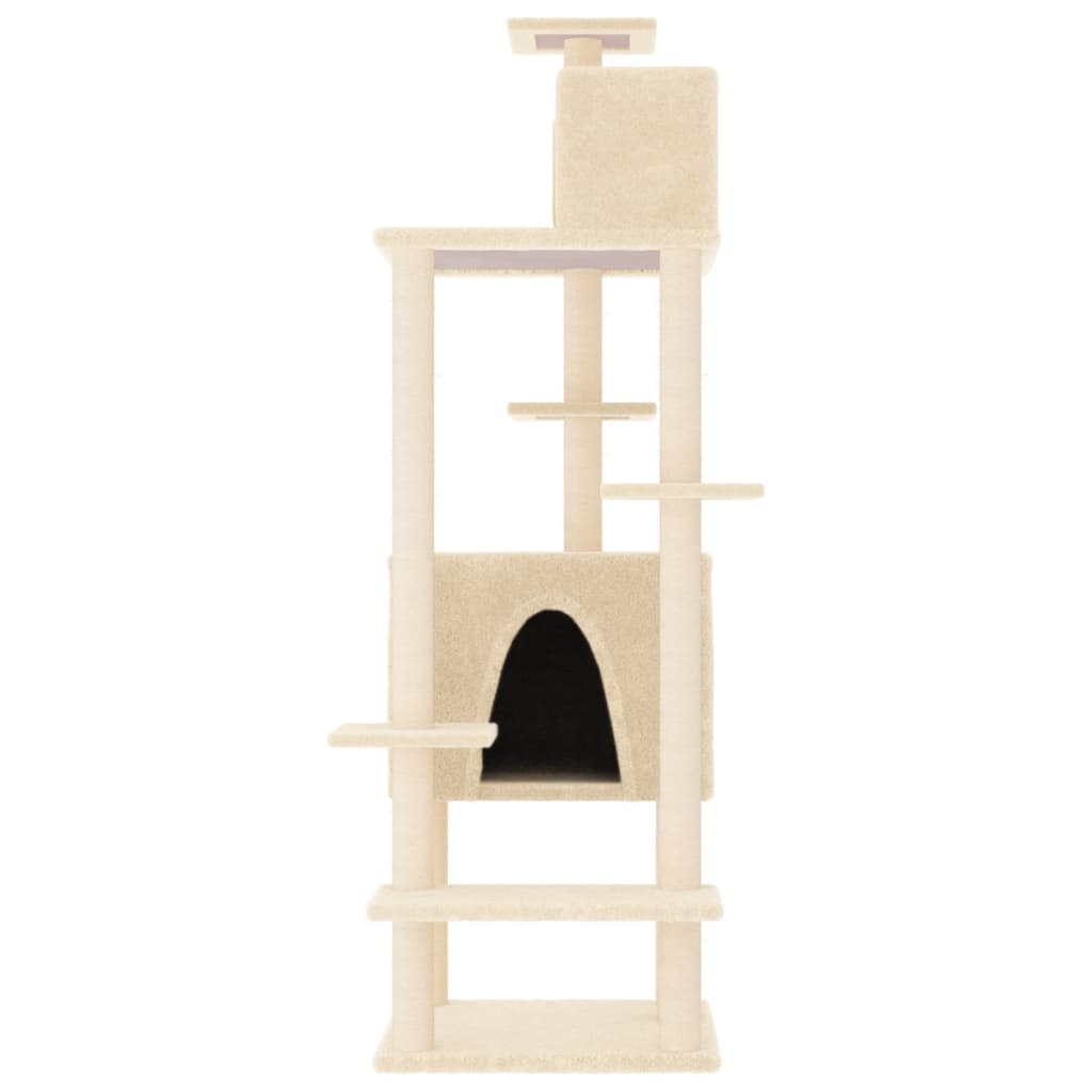 NNEVL Cat Tree with Sisal Scratching Posts Cream 154 cm