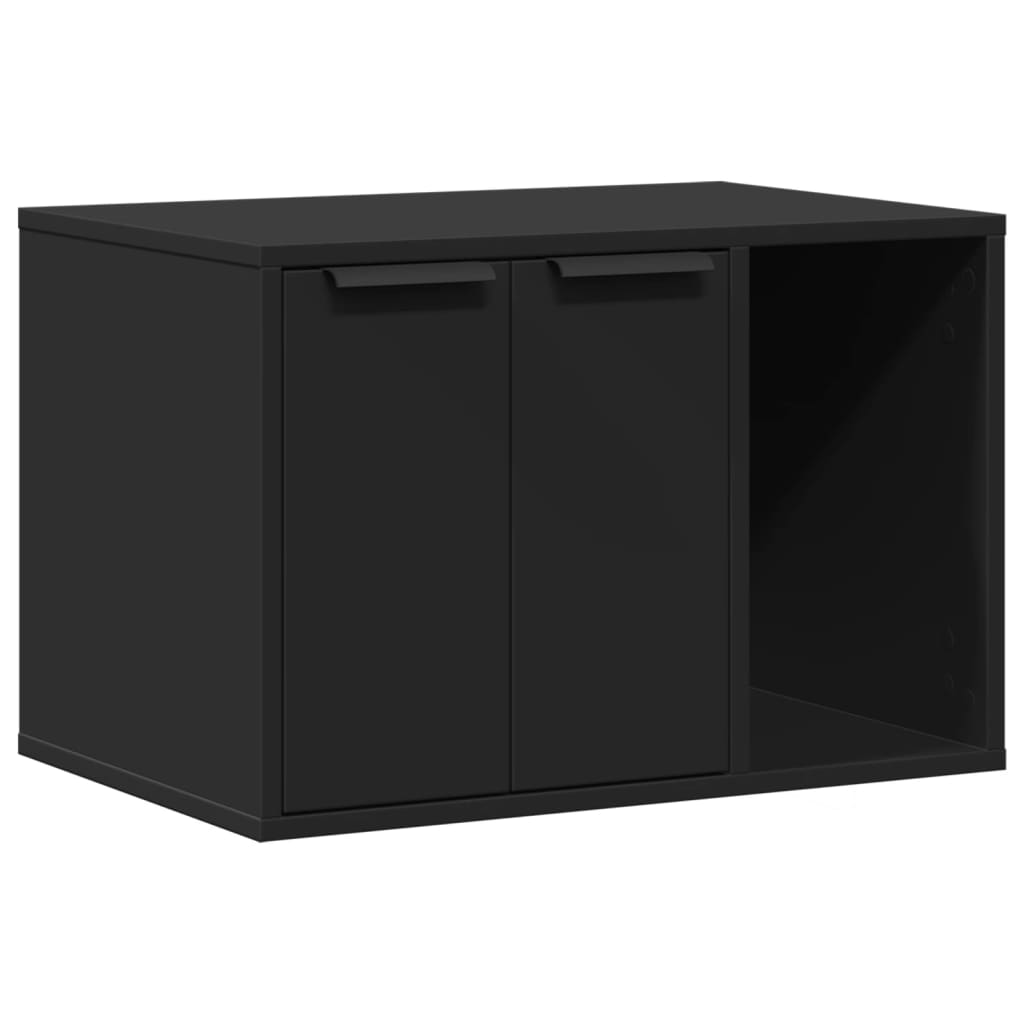 NNEVL Cat Litter Box Enclosure Black 60x40x40 cm Engineered Wood