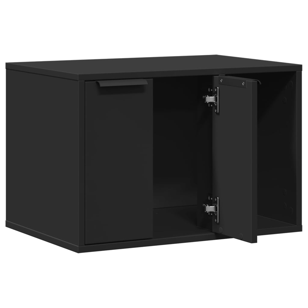 NNEVL Cat Litter Box Enclosure Black 60x40x40 cm Engineered Wood