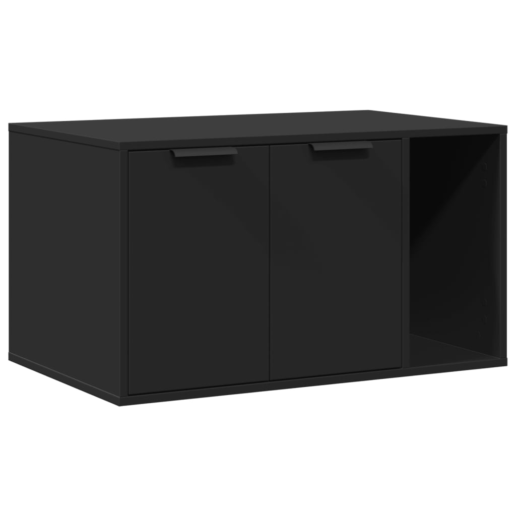 NNEVL Cat Litter Box Enclosure Black 80x50x45 cm Engineered Wood