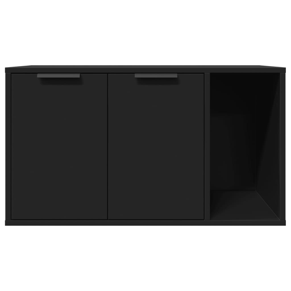 NNEVL Cat Litter Box Enclosure Black 80x50x45 cm Engineered Wood