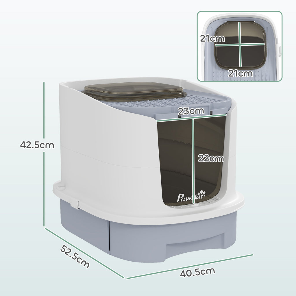 Cat Litter Box with Lid, Scoop, Deodorisation Bags, Top Entry