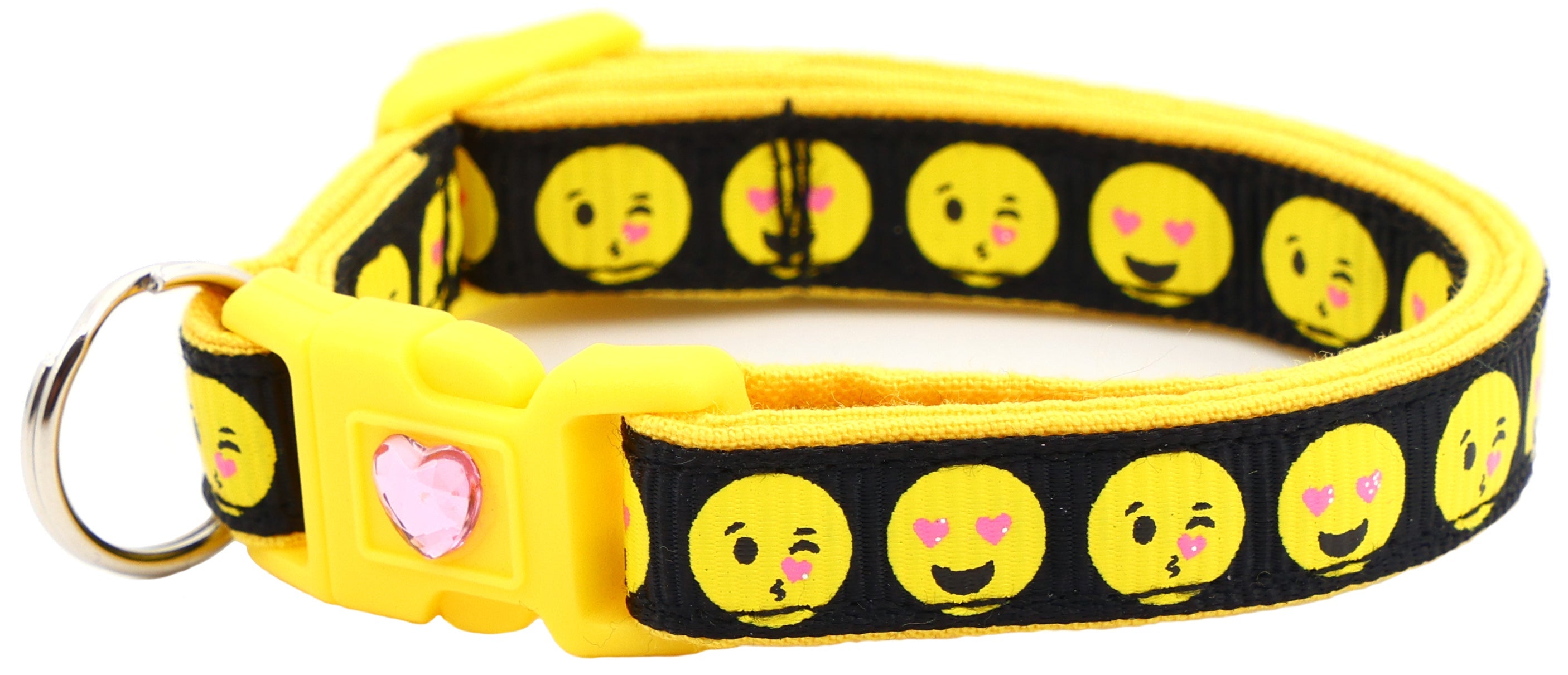 Love Smiley Faces on Black Cat Collar
