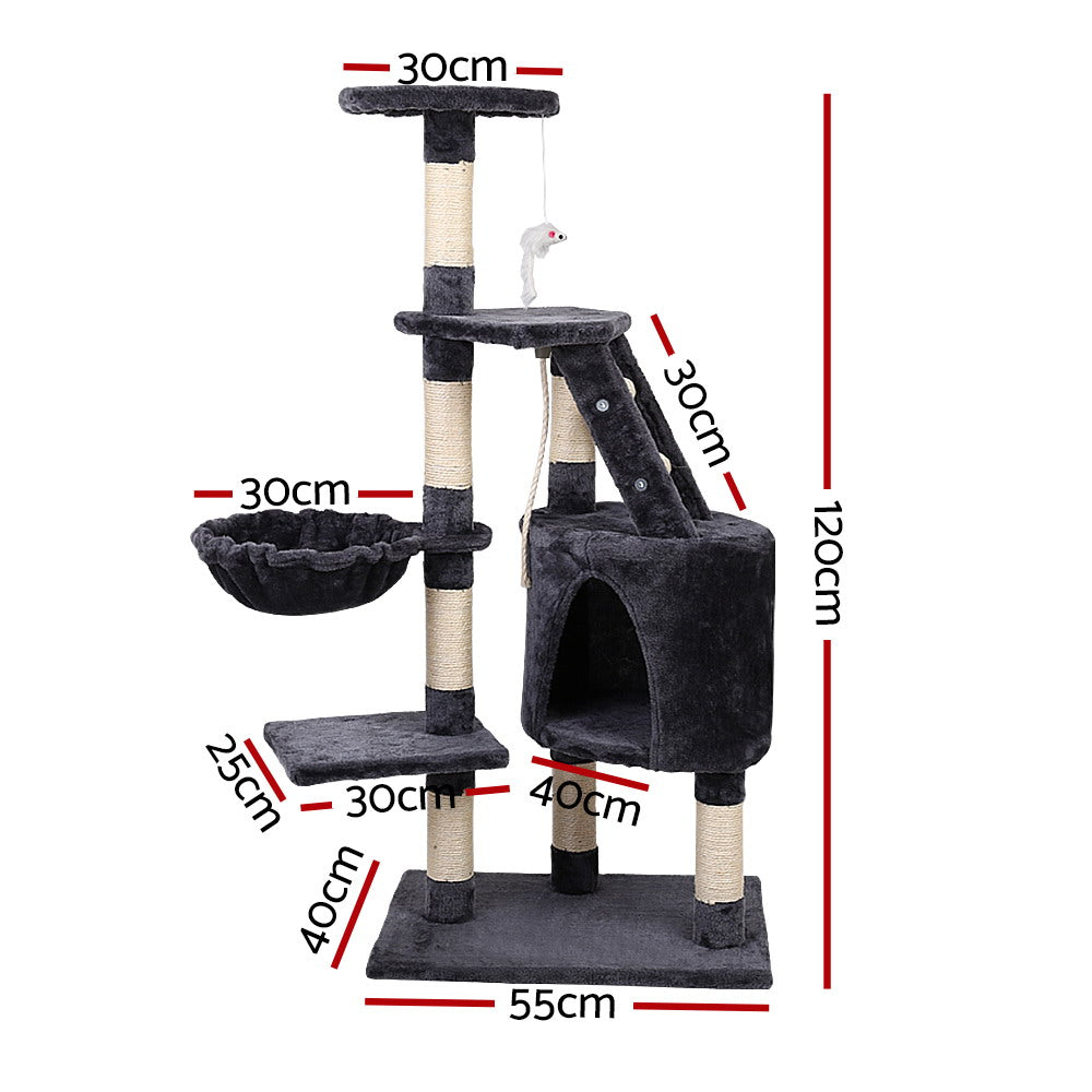 NNEDSZ Cat Tree 120cm Trees Scratching Post Scratcher Tower Condo House Furniture Wood Multi Level