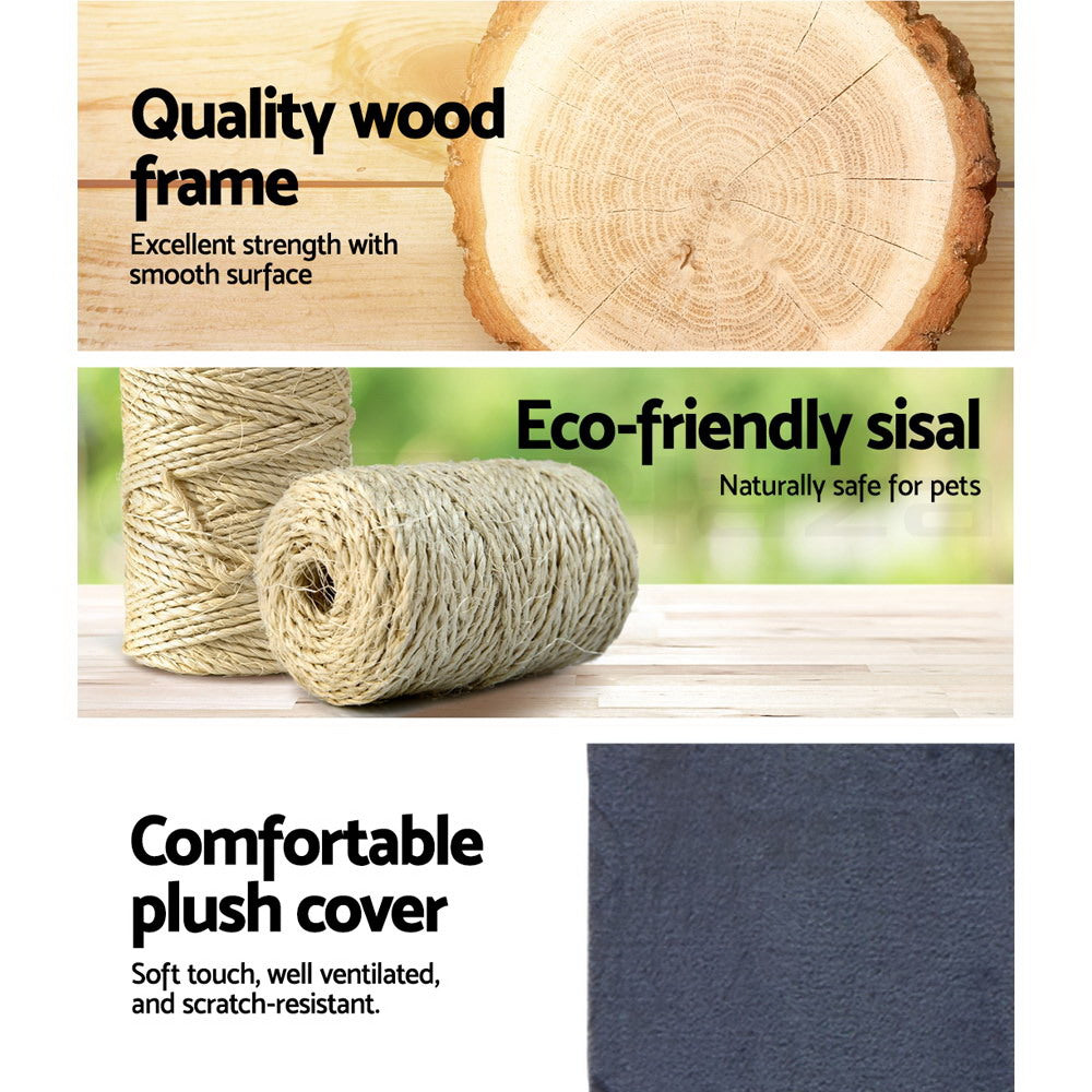 NNEDSZ Cat Tree 134cm Trees Scratching Post Scratcher Tower Condo House Furniture Wood Grey