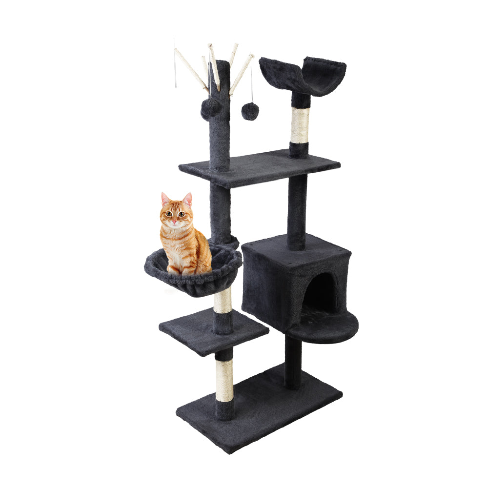NNEDSZ Cat Tree 140cm Trees Scratching Post Scratcher Tower Condo House Furniture Wood