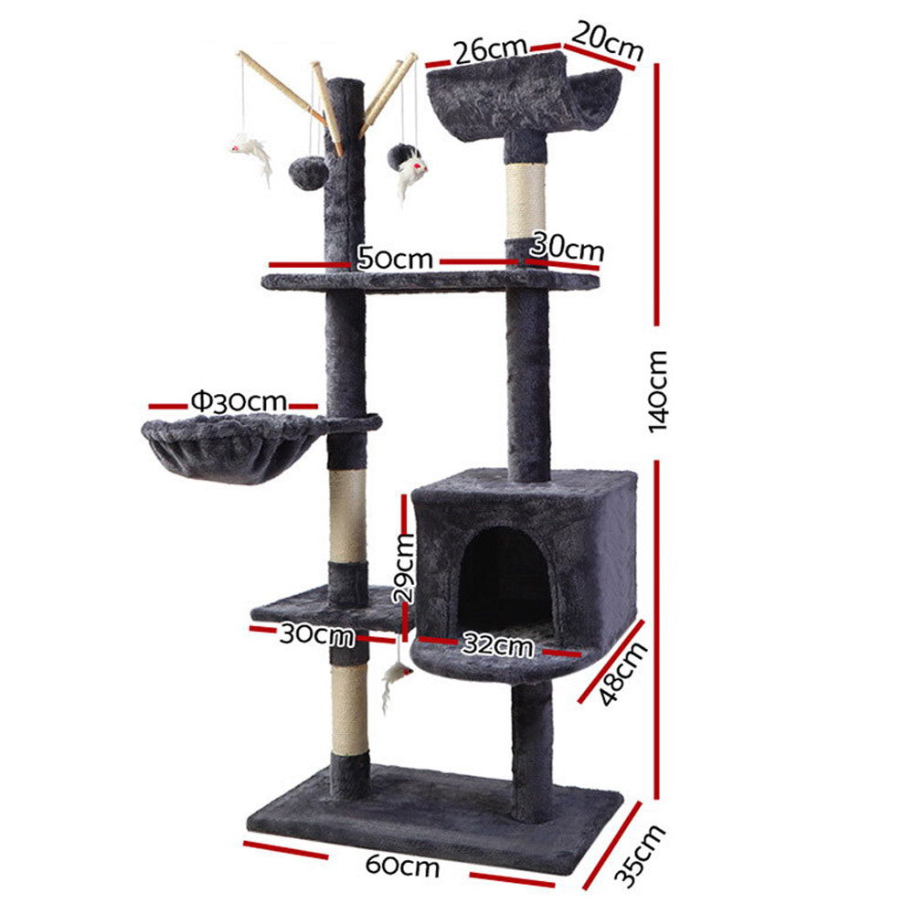 NNEDSZ Cat Tree 140cm Trees Scratching Post Scratcher Tower Condo House Furniture Wood