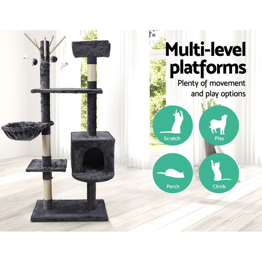 NNEDSZ Cat Tree 140cm Trees Scratching Post Scratcher Tower Condo House Furniture Wood