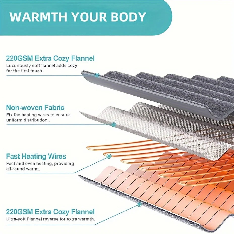 150x180cm Soft Pink Heated Electric Blanket with 6 Heating Levels