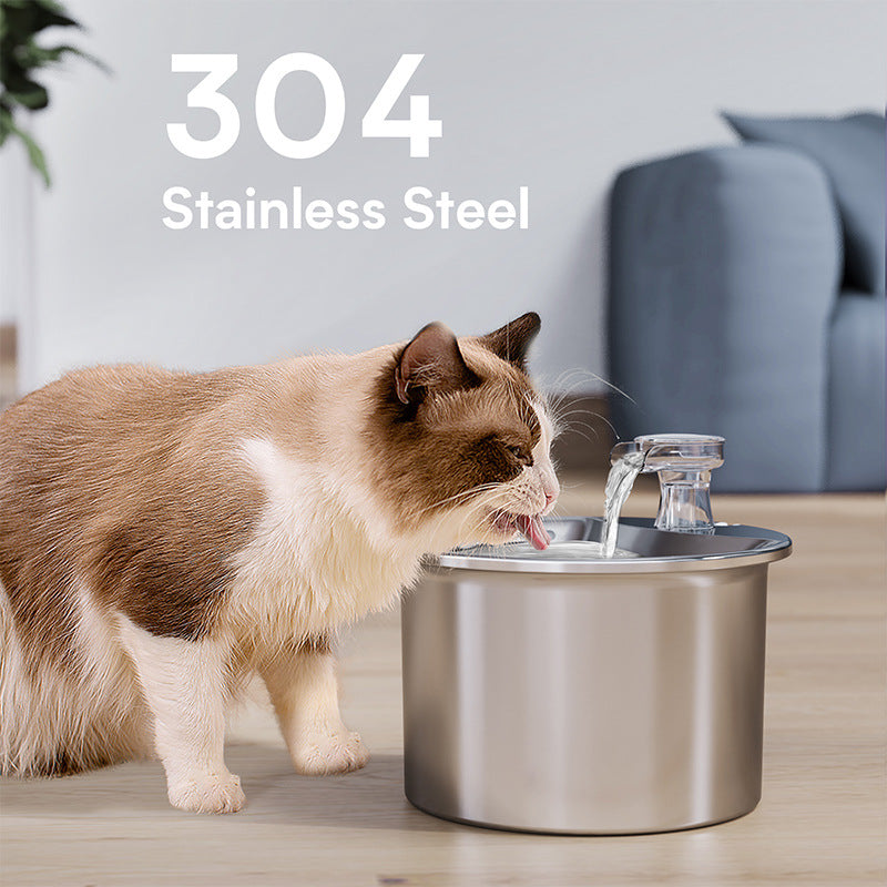 NNEDSZ Beginner Package Stainless Steel Pet Water Fountain with Automatic Power-Off -Plug Not Included
