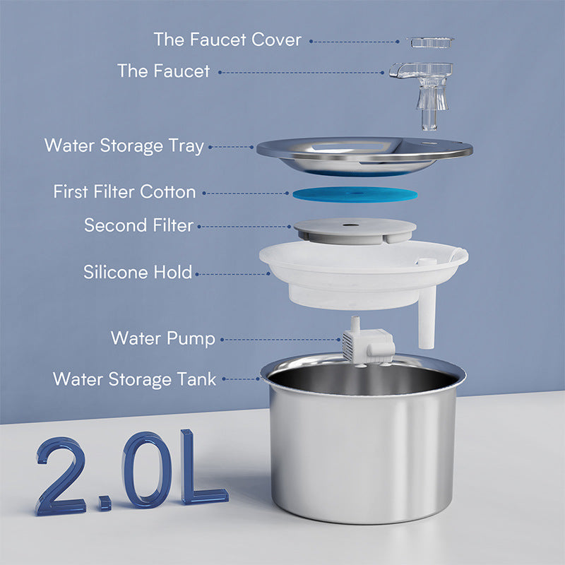 NNEDSZ Intelligent Stainless Steel Pet Water Fountain with Smart Sensor, USB Plug, and Auto Power-Off Function