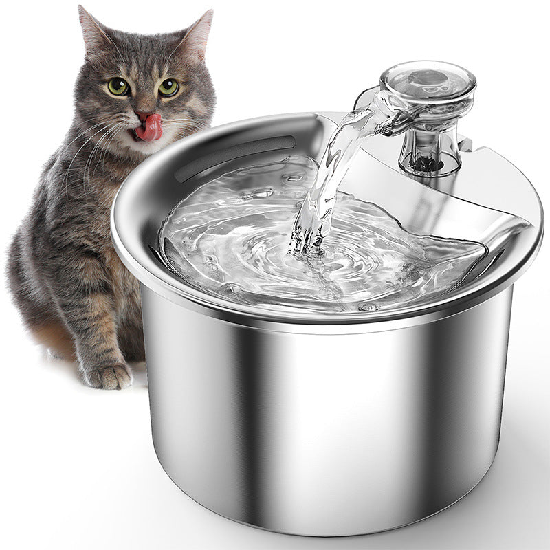 NNEDSZ Intelligent Stainless Steel Pet Water Fountain with Smart Sensor, USB Plug, and Auto Power-Off Function