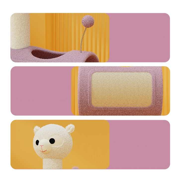 NNEDSZ Green Dinosaur-Theme Cat Tree with Tunnel - Multi-Functional Cat Scratching Post and Playhouse