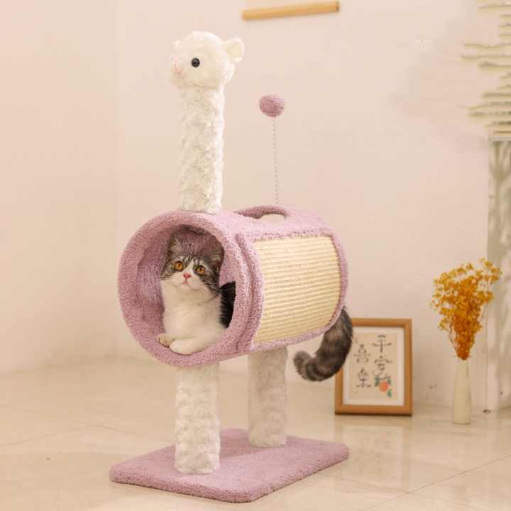 NNEDSZ Green Dinosaur-Theme Cat Tree with Tunnel - Multi-Functional Cat Scratching Post and Playhouse
