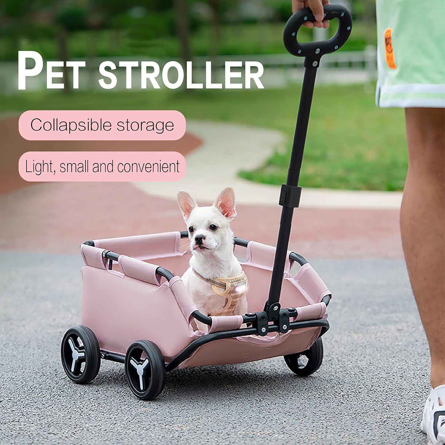 NNEDSZ Blue Foldable Pet Travel Wagon for Small Dogs - Lightweight and Portable