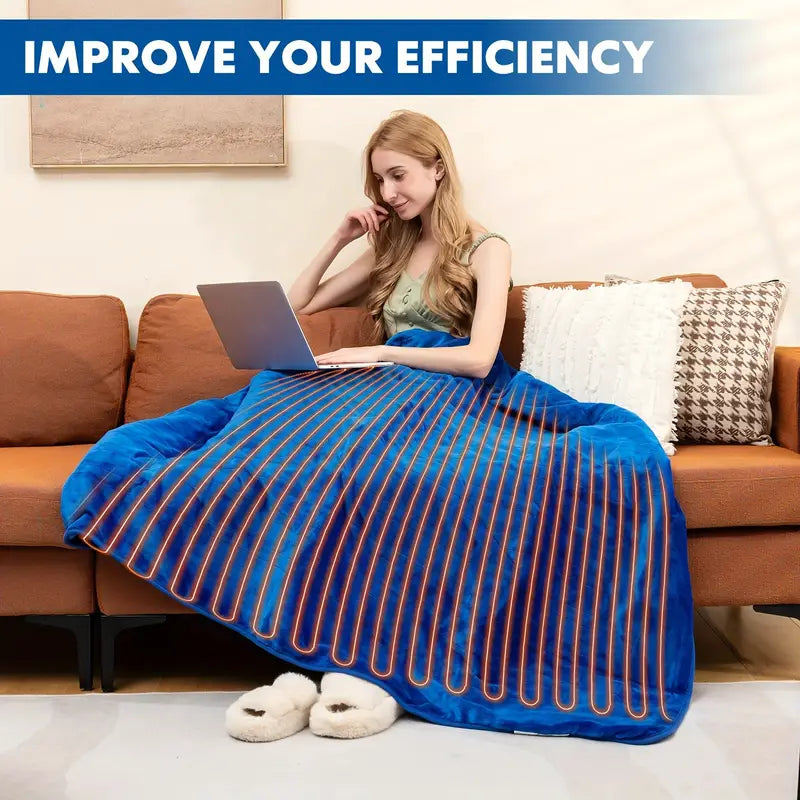 NNETM Heated Electric Throw Blanket - Double-Sided Flannel