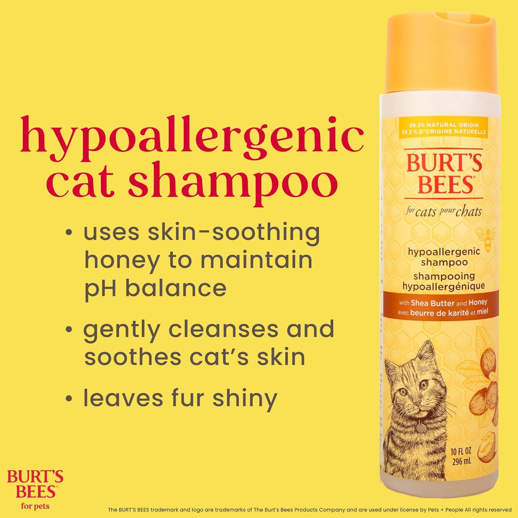 Hypoallergenic Shampoo for Cats with Shea Butter and Honey, 99.7% Natural Origin Formulas, Pet Cleanser for Cats, Gentle Feline Wash Itchy Skin, 2Pk, 10 Oz