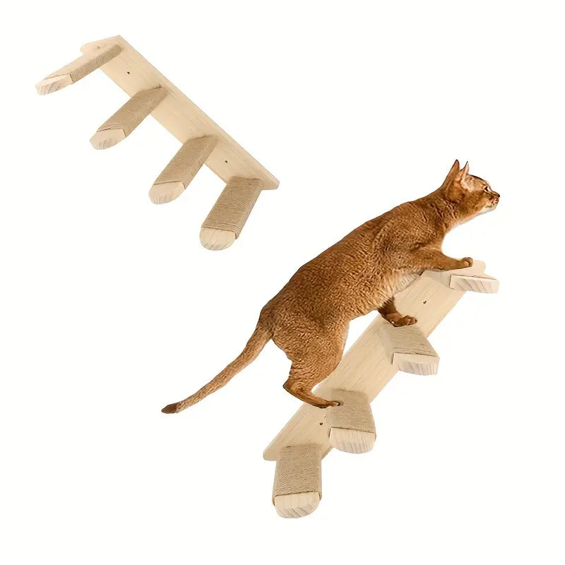 NNETM Paws & Play: Elevated Wooden Cat Climbing Shelf