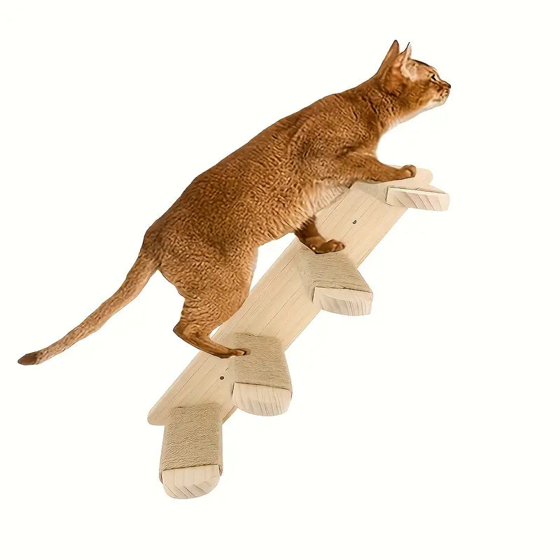 NNETM Paws & Play: Elevated Wooden Cat Climbing Shelf