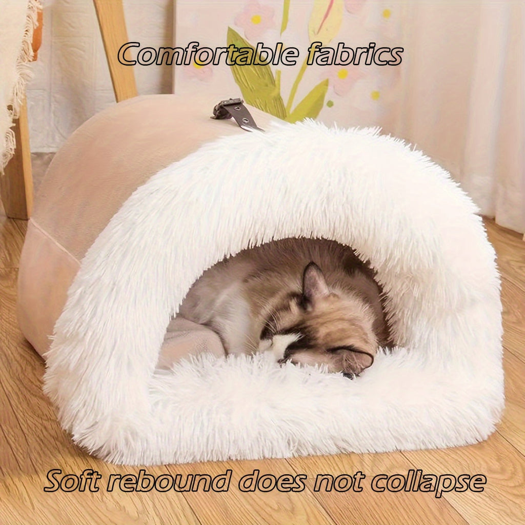 Warm Plush Cat Nest Bed for Winter Comfort