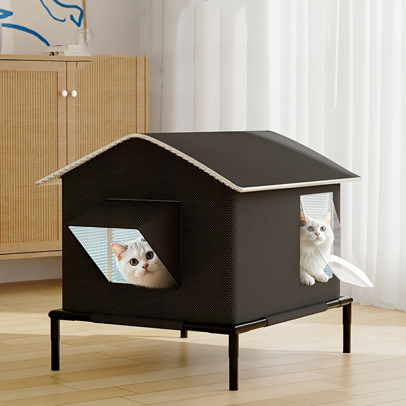NNETM Four Seasons Outdoor Cat Shelter with Ice Box