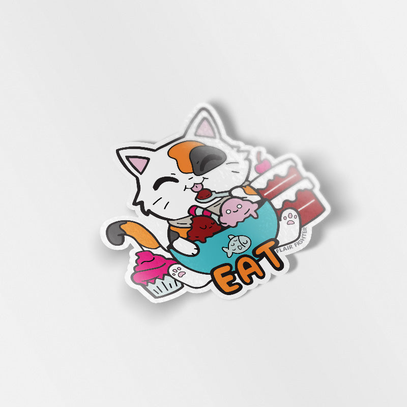 EAT (Calico Cat) Vinyl Sticker