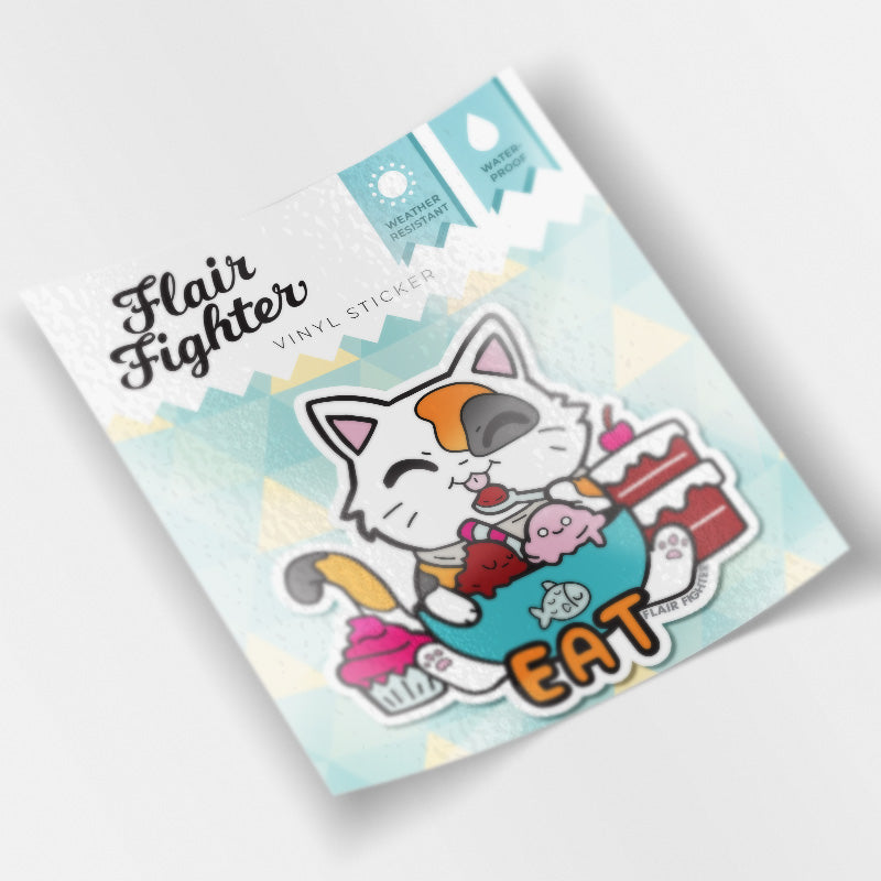 EAT (Calico Cat) Vinyl Sticker