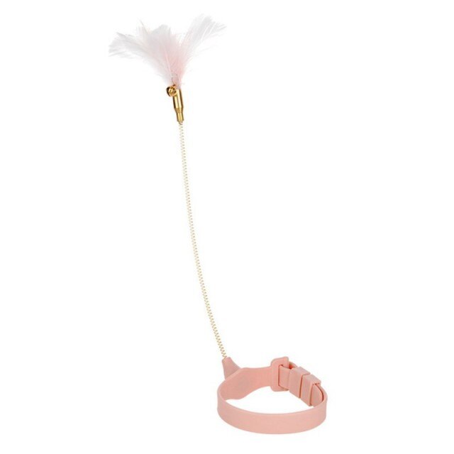 Funny Cat Collar Toy Feather Teaser Stick Interesting Automatic Cat Toy Foot Interactive Cats Teaser Feather Kitten Toys