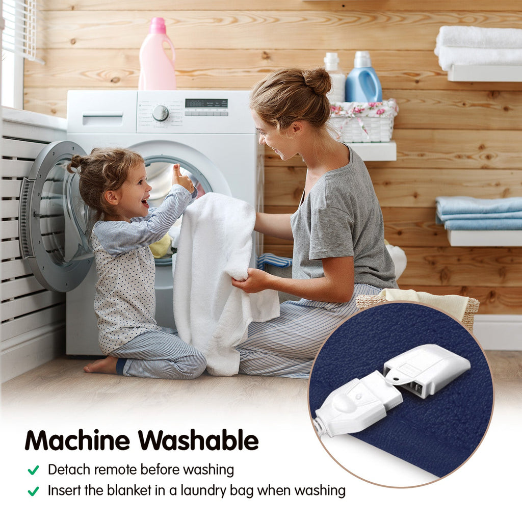 NNEDPE Heated Electric Blanket Coral Warm Fleece Winter Blue