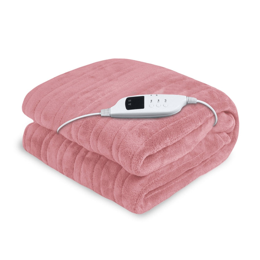 NNEDPE Heated Electric Blanket Throw Rug Coral Warm Fleece Pink