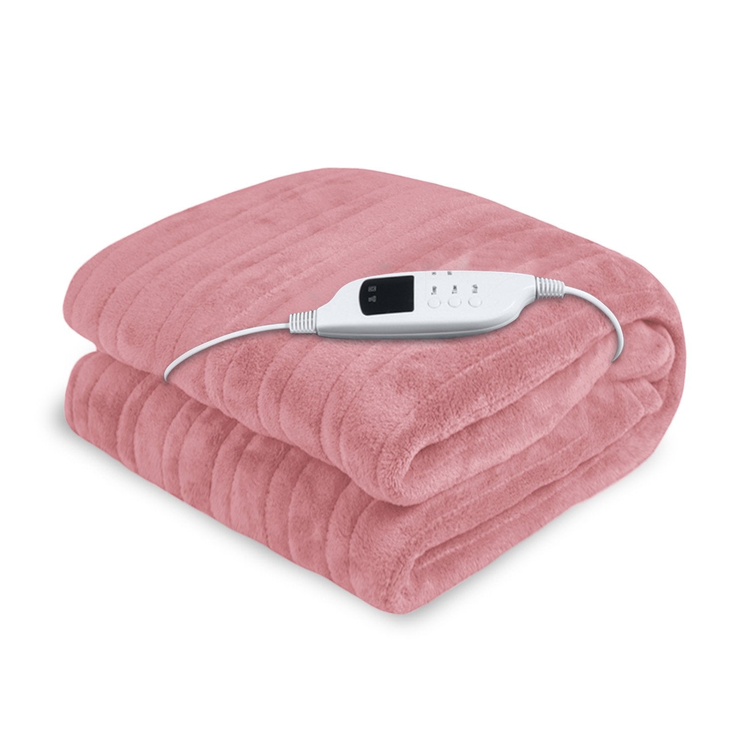 NNEDPE Heated Electric Blanket Throw Rug Coral Warm Fleece Pink