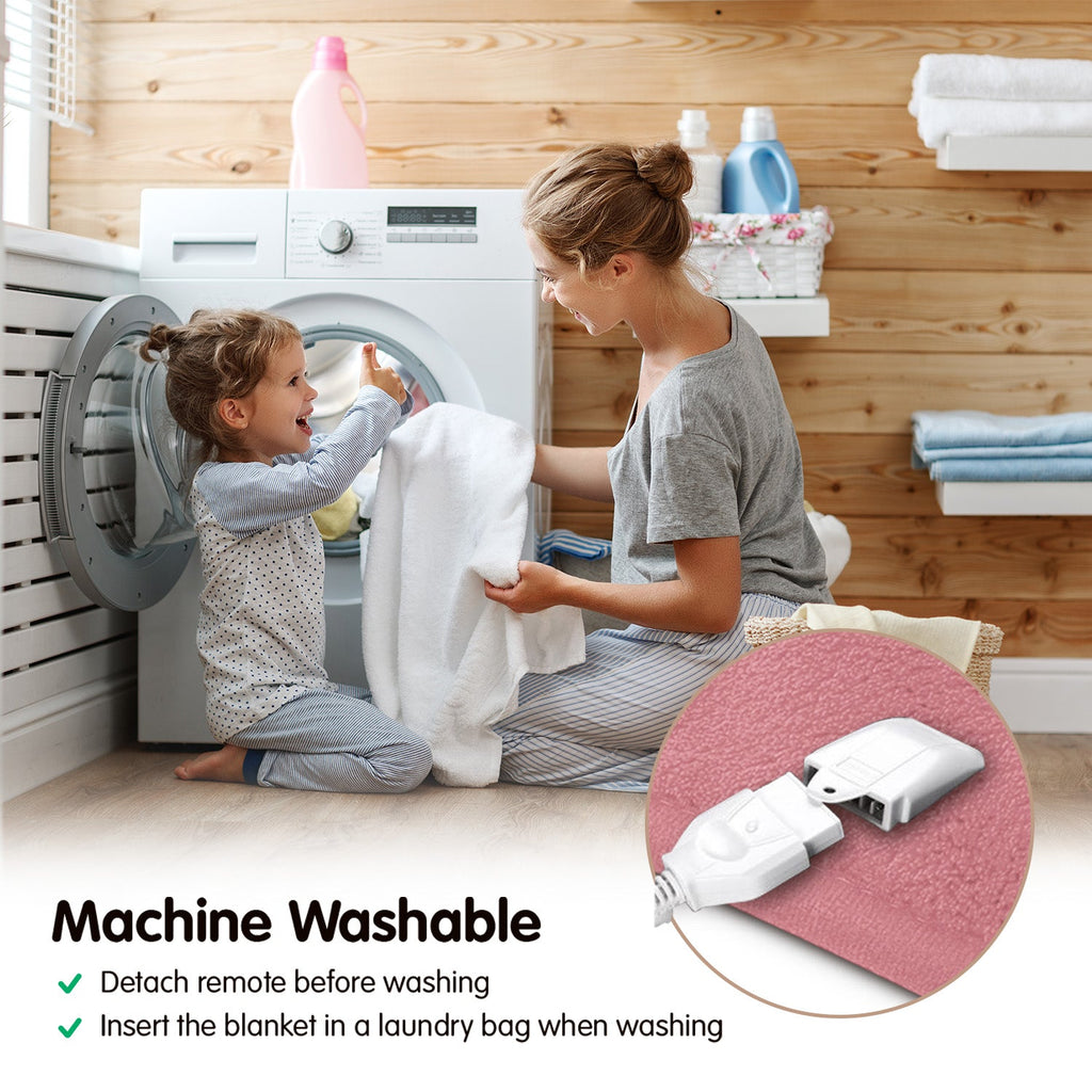 NNEDPE Heated Electric Blanket Throw Rug Coral Warm Fleece Pink