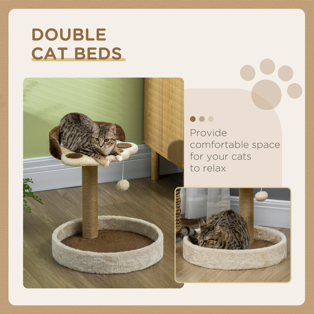44cm Cat Tower, Cat Tree for Indoor Cats, with Sisal Cat Scratching Post, Toy Ball - Brown